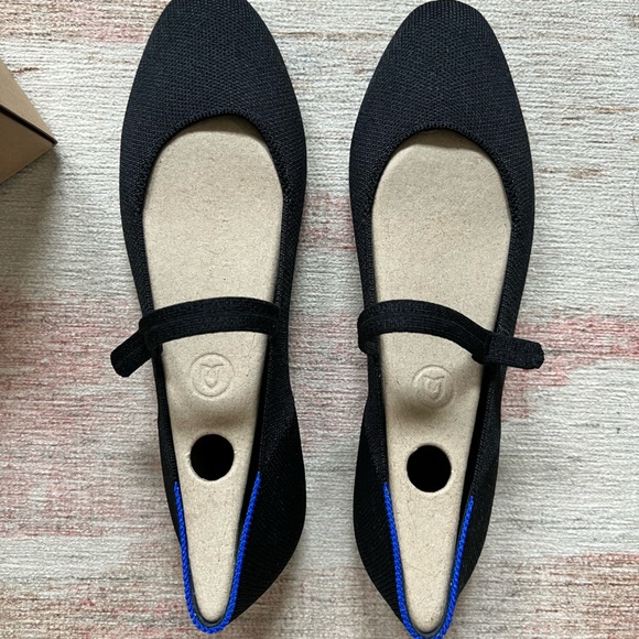 Rothy's Black Flats with Blue Accent - Picture 3 of 6